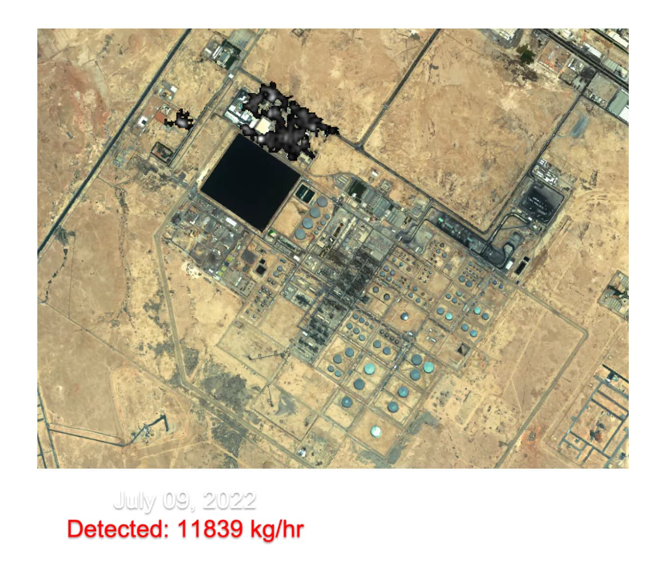 Satellite analysis of the monitored refinery